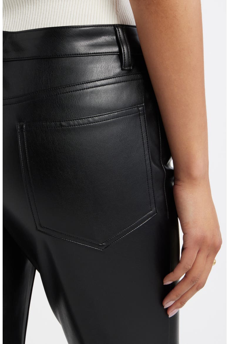 Faux Leather Kick Flare Pants, Alternate, color, BLACK