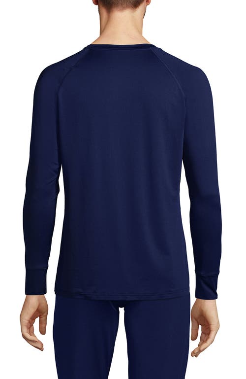 Lands' End Stretch Thermaskin Long Underwear Crew Base Layer In Blue