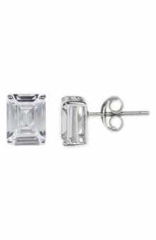 CZ by Kenneth Jay Lane Emerald Cut CZ Stud Earrings