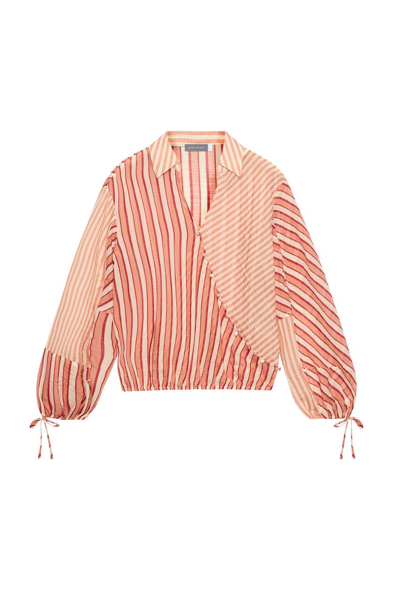 Striped Wrap Shirt, Alternate, color, Orange