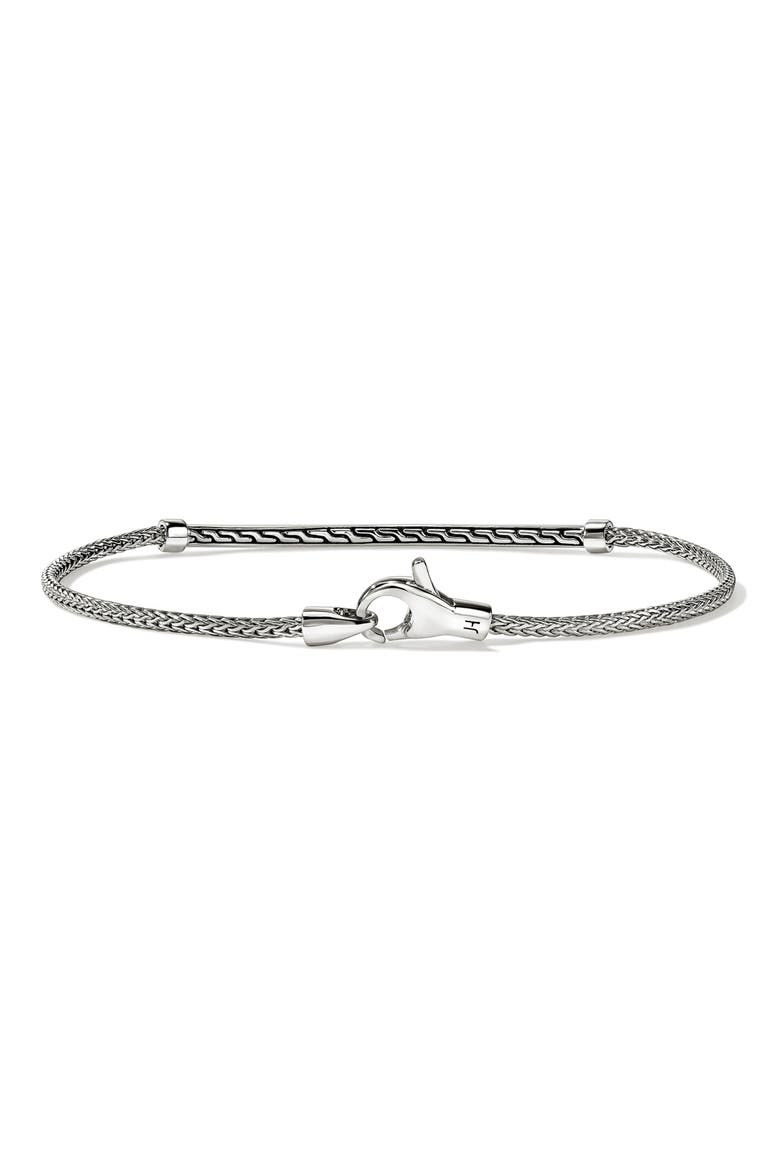 Essentials Sterling Silver Pav9 Bar Bracelet, Alternate, color, SILVER