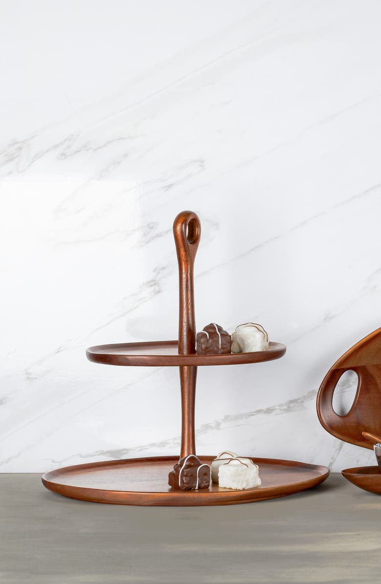 Nambé Portables Acacia Wood Tiered Server, Alternate, color, Brown