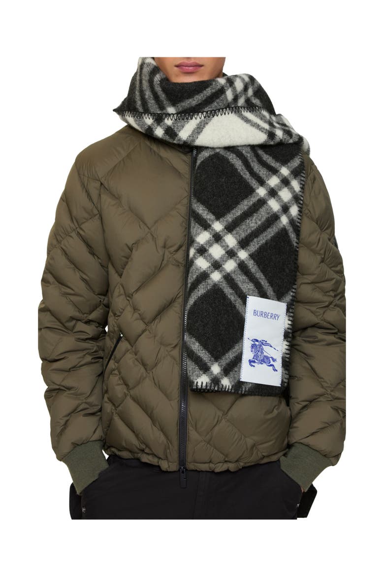 Check Wool Scarf, Alternate, color, Black