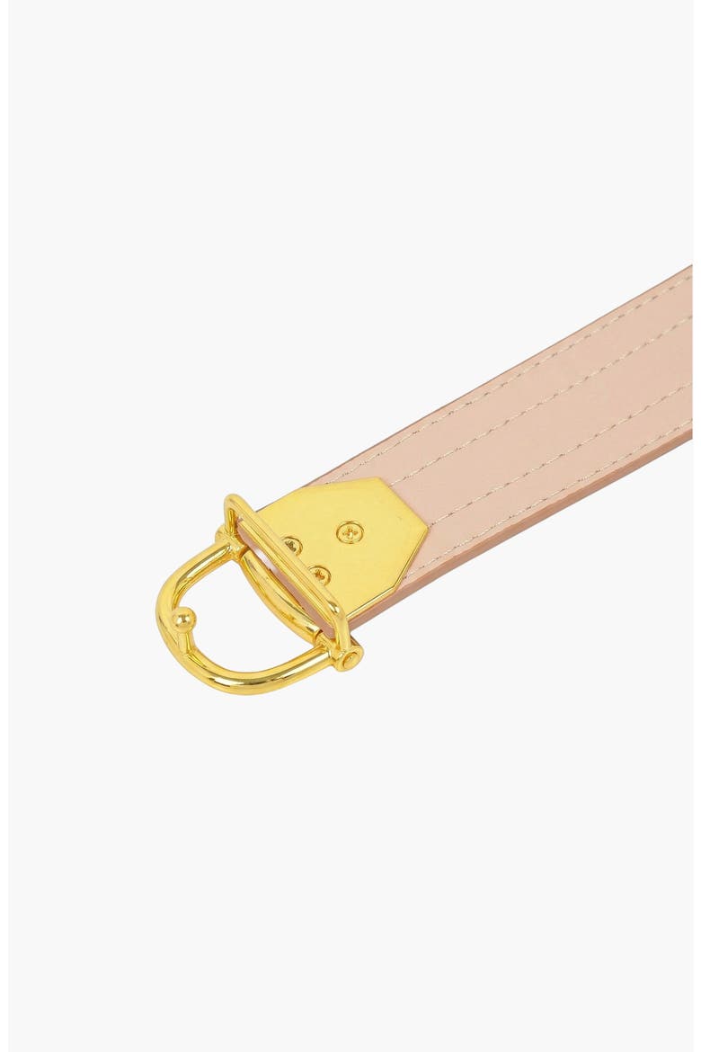 Leather Belt with D Buckle and Contrast Edge Detail, Alternate, color, Brown