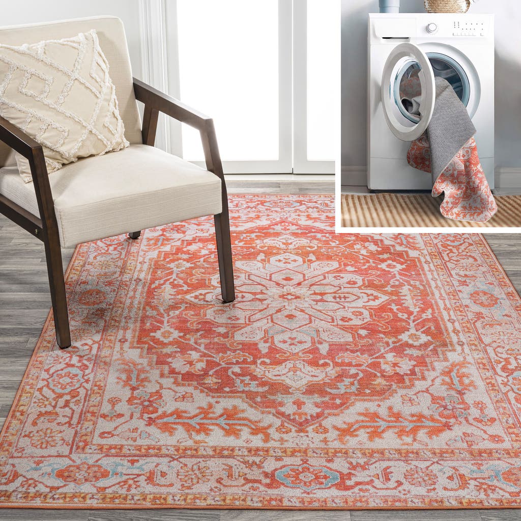 Jonathan Y Asa Ornate Medallion Machine-washable Area Rug In Red