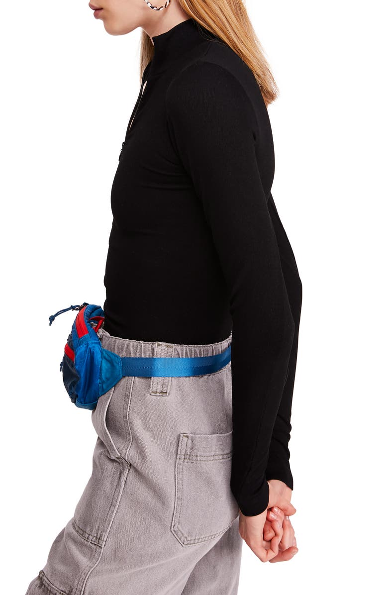 BDG Urban Outfitters Half Zip Ribbed Top, Alternate, color,