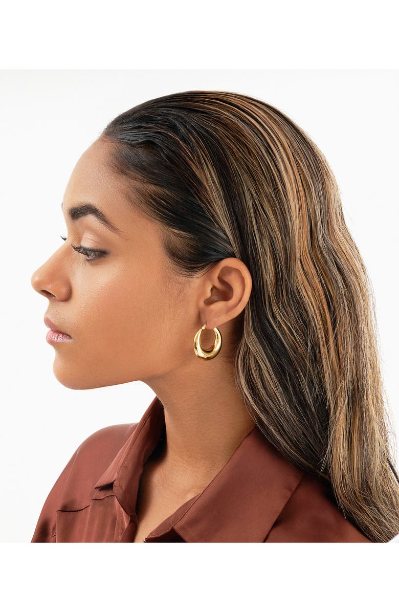 Sterling Forever 14K Gold Vermeil Graduated Tube Hoop Earrings, Alternate, color, Gold