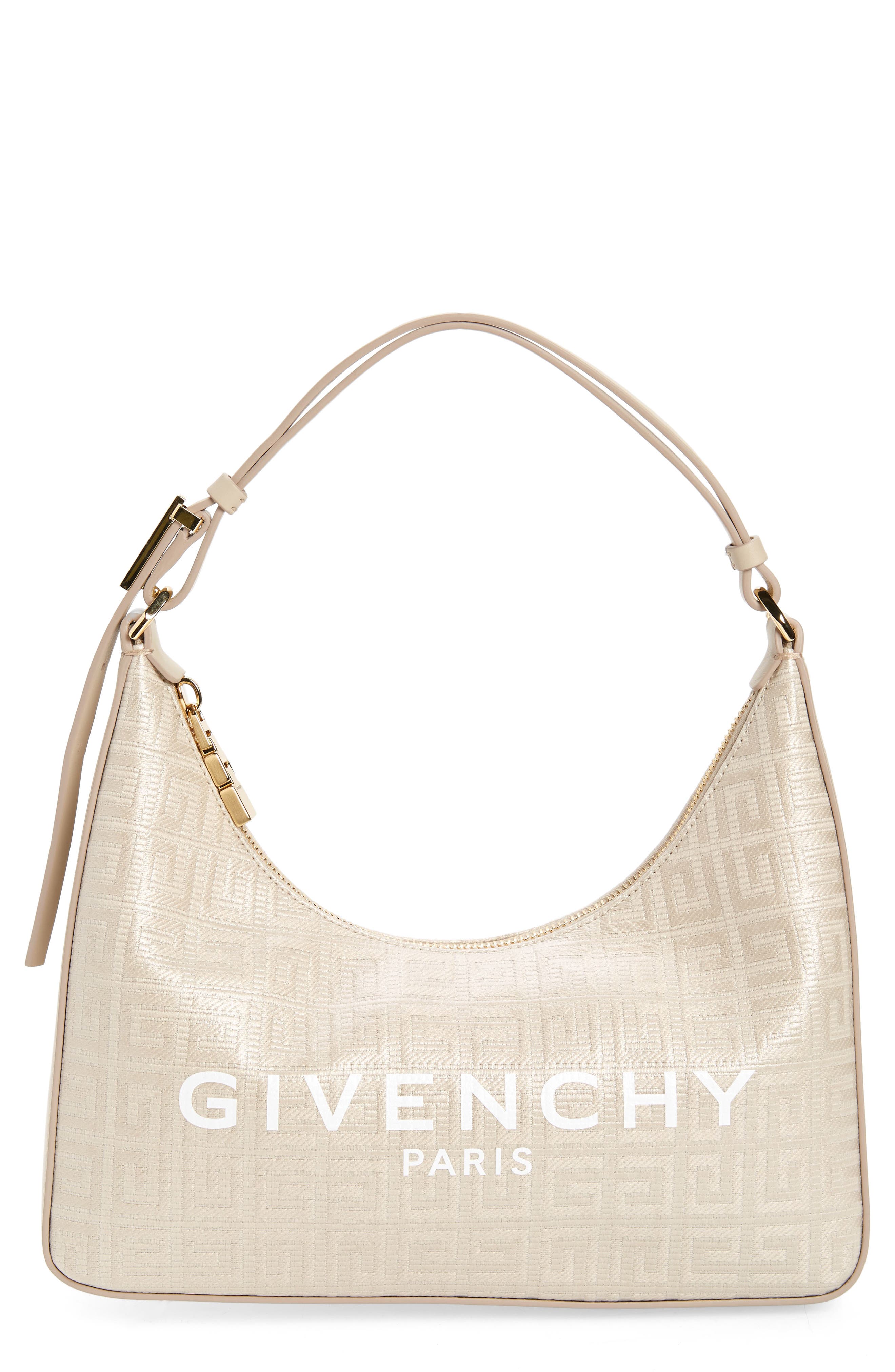 Small Moon Cut Out Logo Jacquard Hobo Bag, Main, color, NATURAL BEIGE