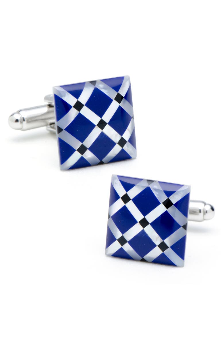 Cufflinks, Inc. Mother-of-Pearl & Onyx Cuff Links, Main, color, Blue/ White
