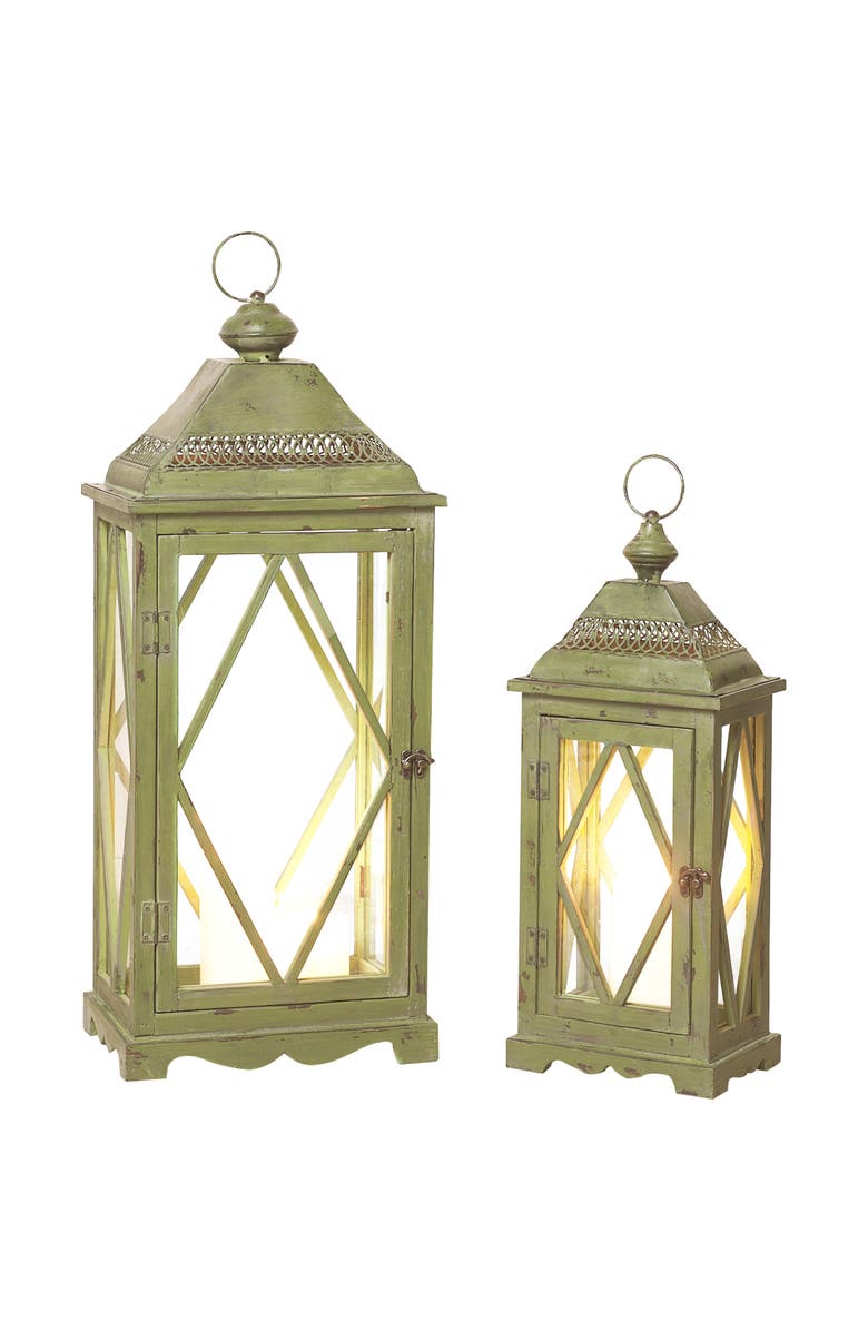 Transpac 30 Inch Brown Spring Traditional Lanterns Set of 2 Glass Candle Holders for Home Decor, Main, color, Brown