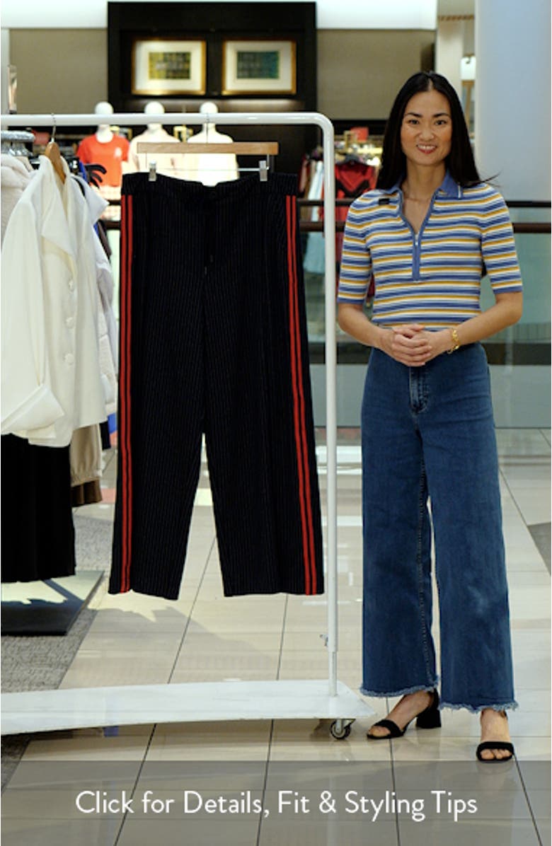 Pinstripe Front Pleat Wide Leg Pants, sales video thumbnail