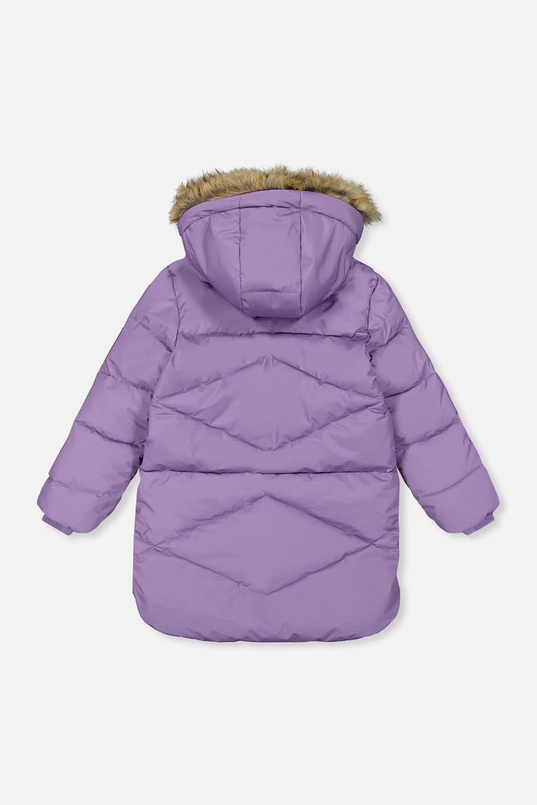 Long Diamond Quilted Faux Fur Hood Puffer Coat, Alternate, color, Violet