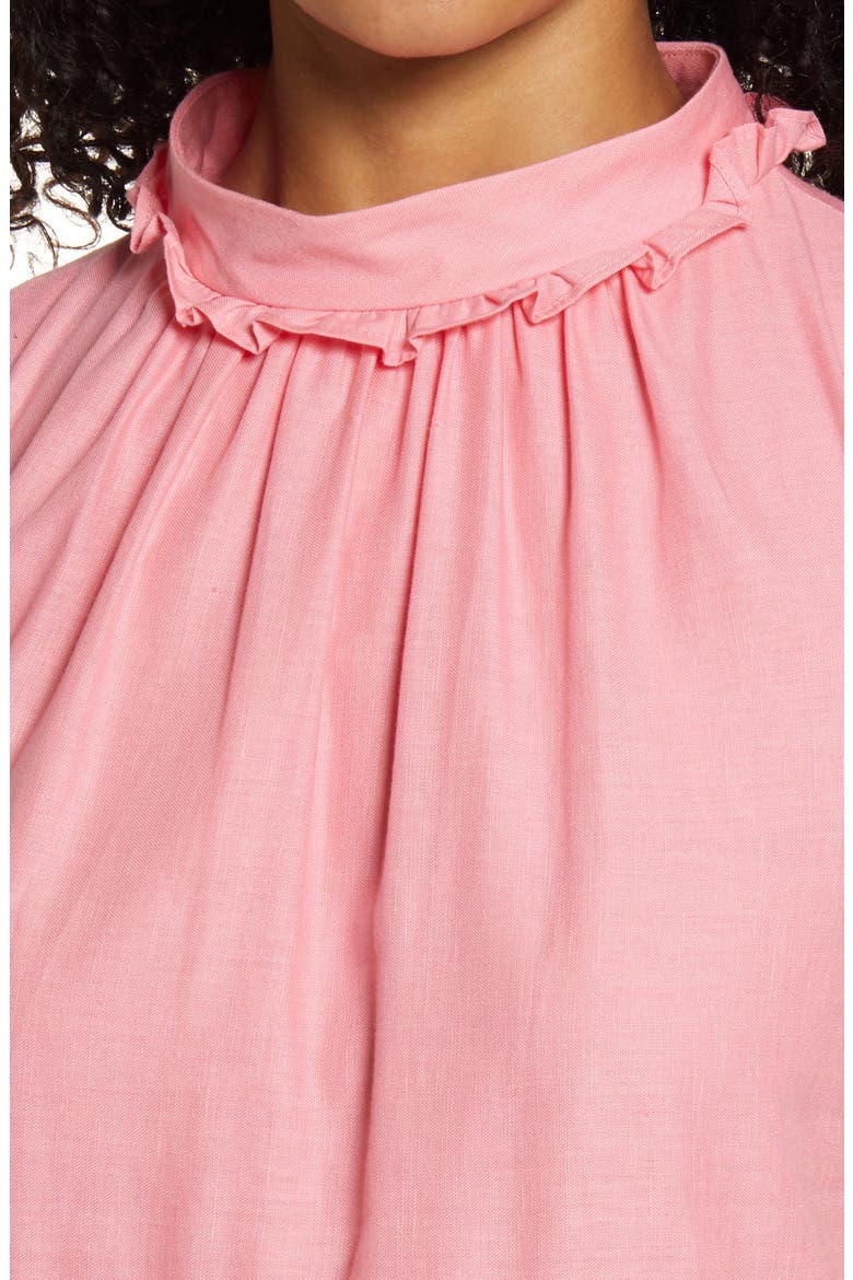 High Neck Sleeveless Ruffle Dress, Alternate, color, PINK