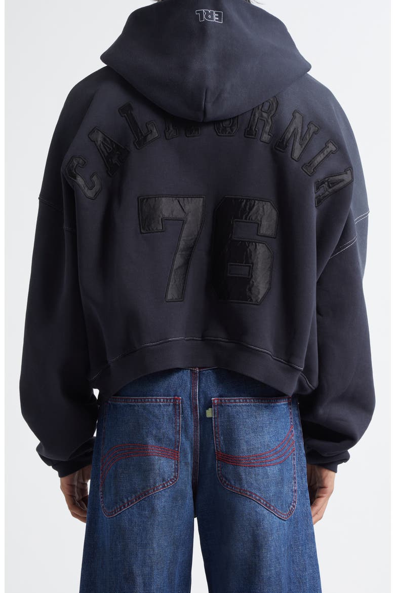Gender Inclusive Oversize Varsity Zip Hoodie, Alternate, color, BLACK