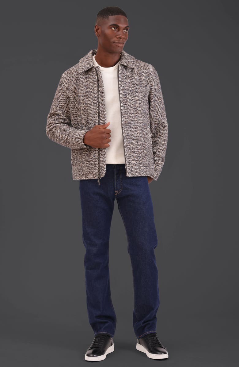 Bagatelle Herringbone Flannel Zip Jacket, Alternate, color, Navy-Brown Chevron