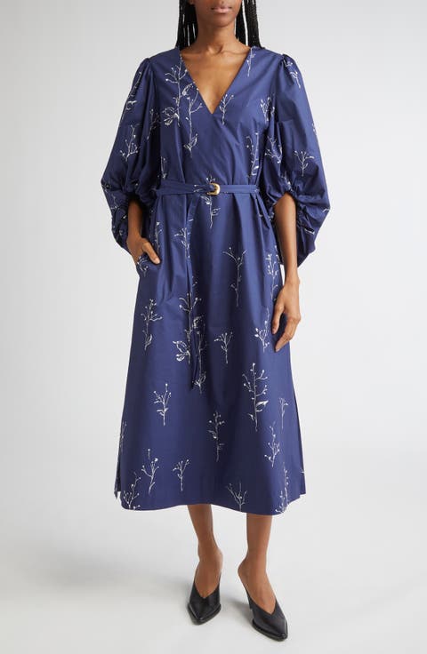 Corrie Botanical Print Cotton Belted Dress