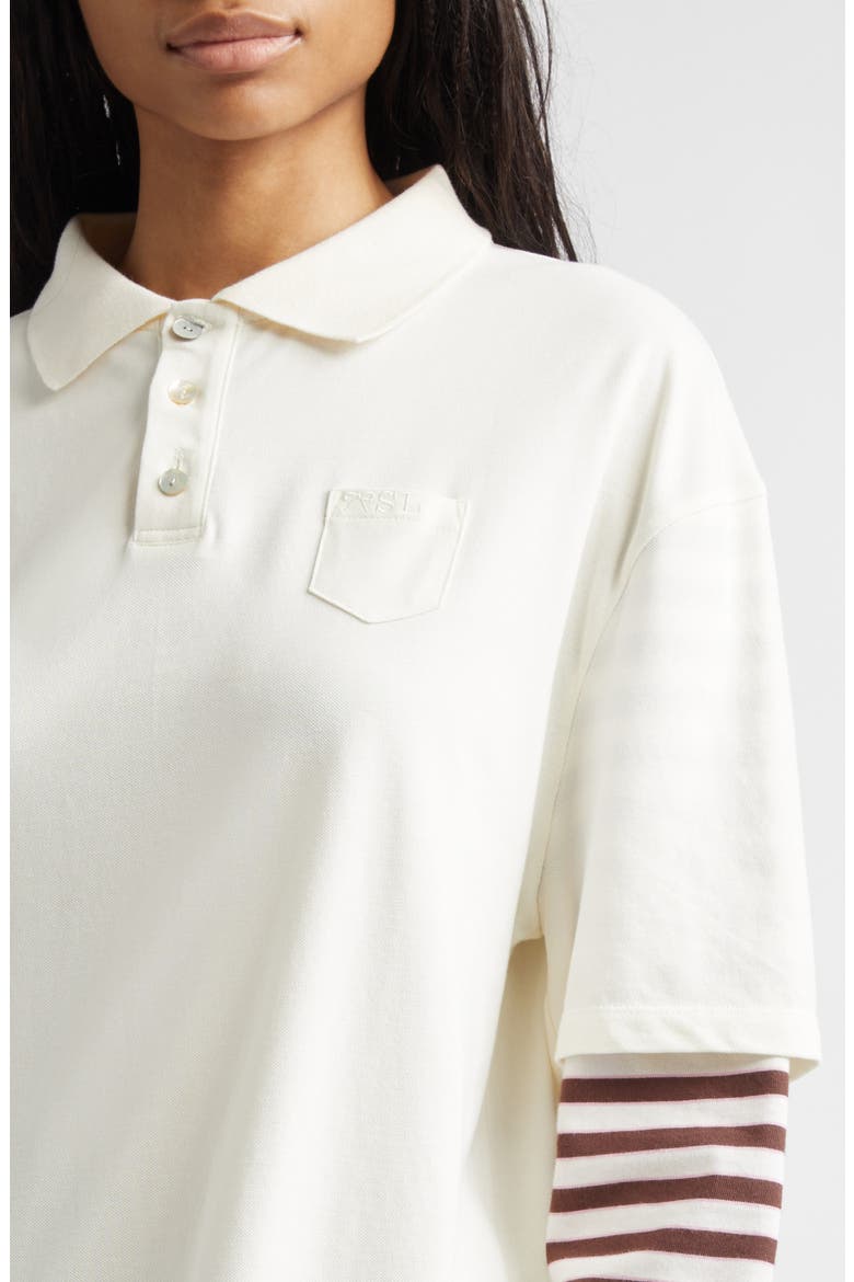 Dew Oversize Layered Look Polo, Alternate, color, CREAM