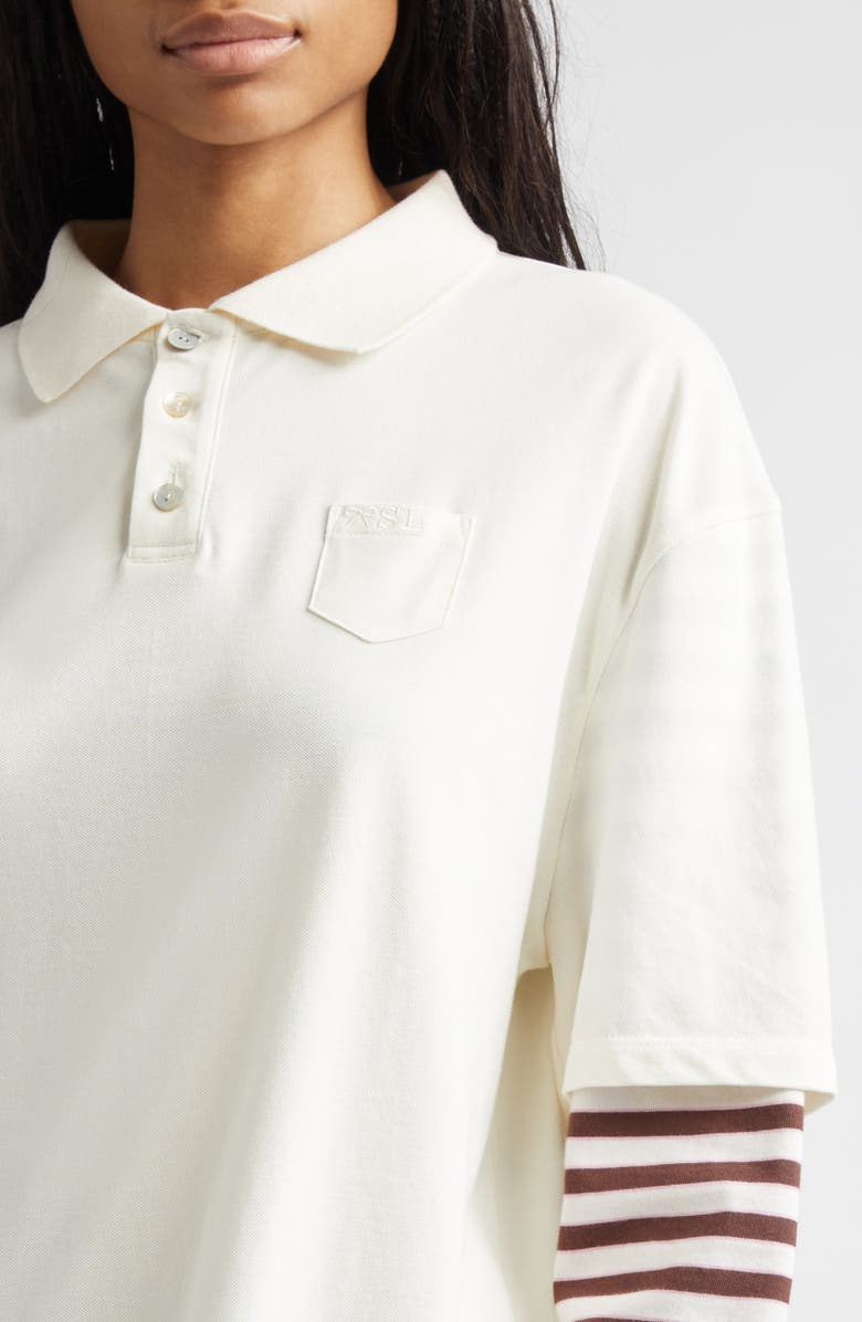 Sandy Liang Dew Oversize Layered Look Polo, Alternate, color, Cream
