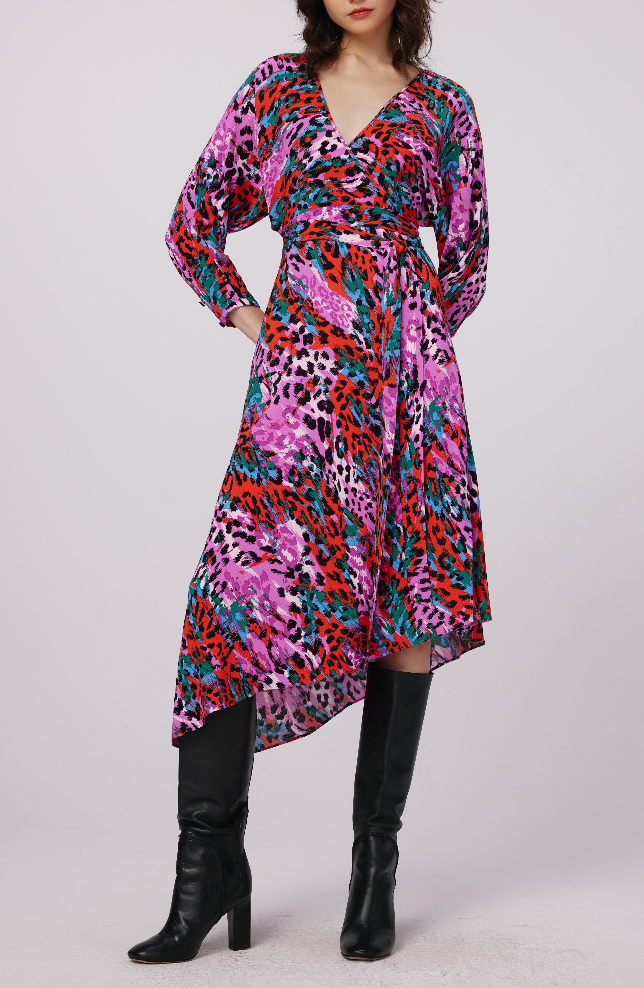 Eloise Leopard Print Faux Wrap Dress