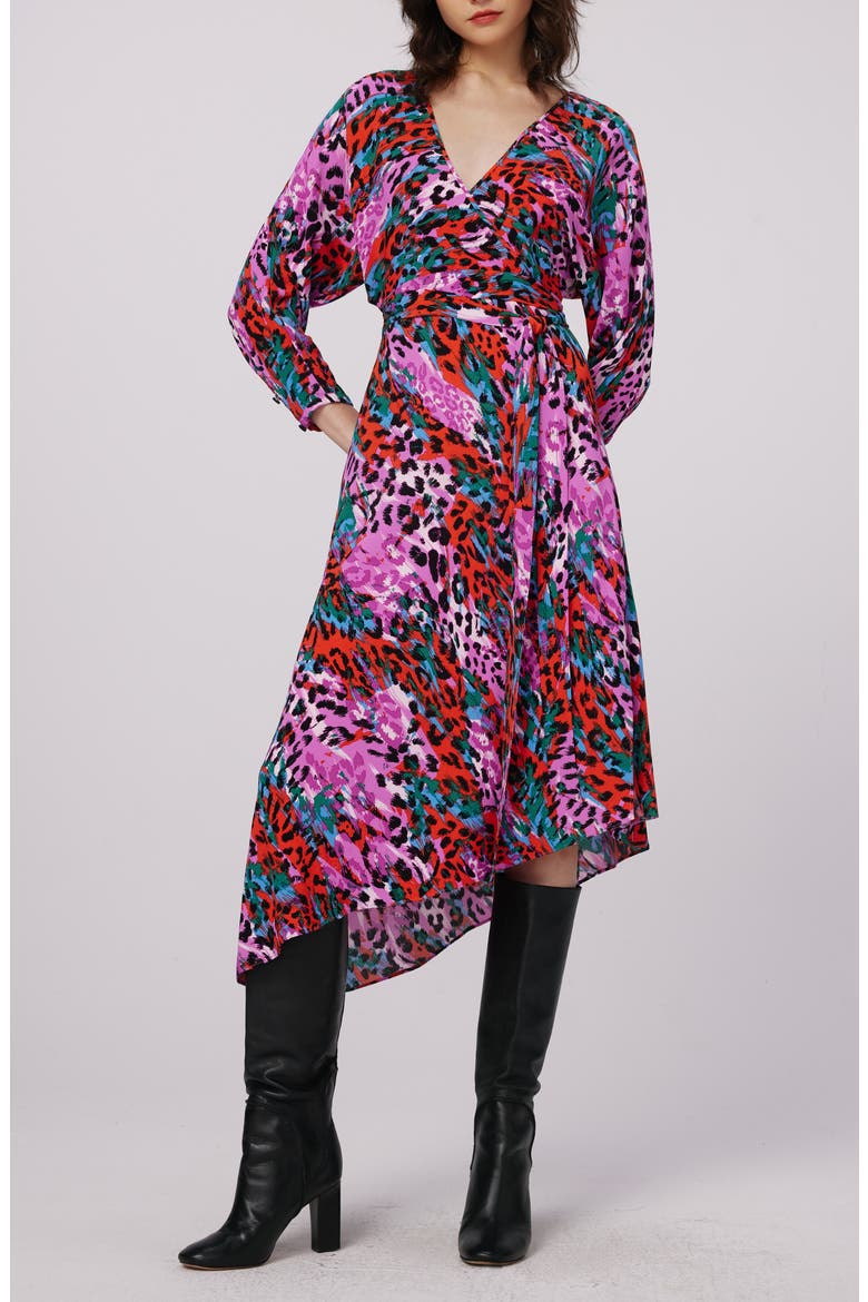 Eloise Leopard Print Faux Wrap Dress, Main, color, BAD HABIT SM