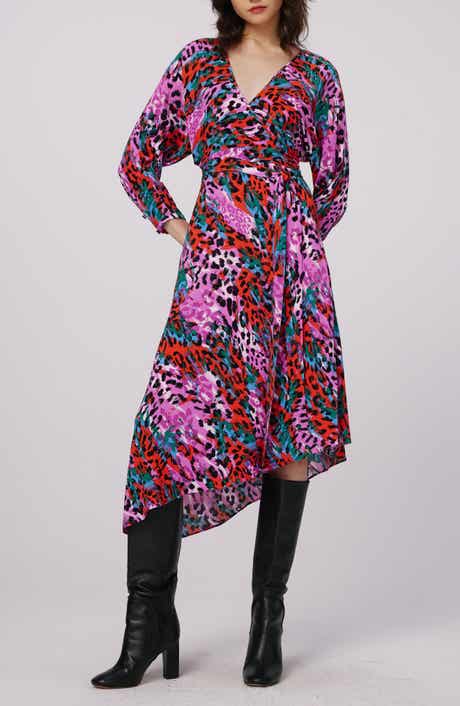 Eloise Leopard Print Faux Wrap Dress