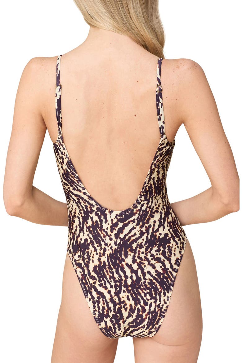 The Laguna Long Torso Ribbed One-Piece Swimsuit, Alternate, color, SPOTTED LEOPARD