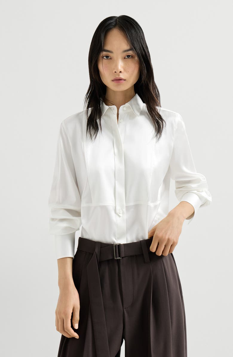 Brunello Cucinelli Satin shirt, Alternate, color, White