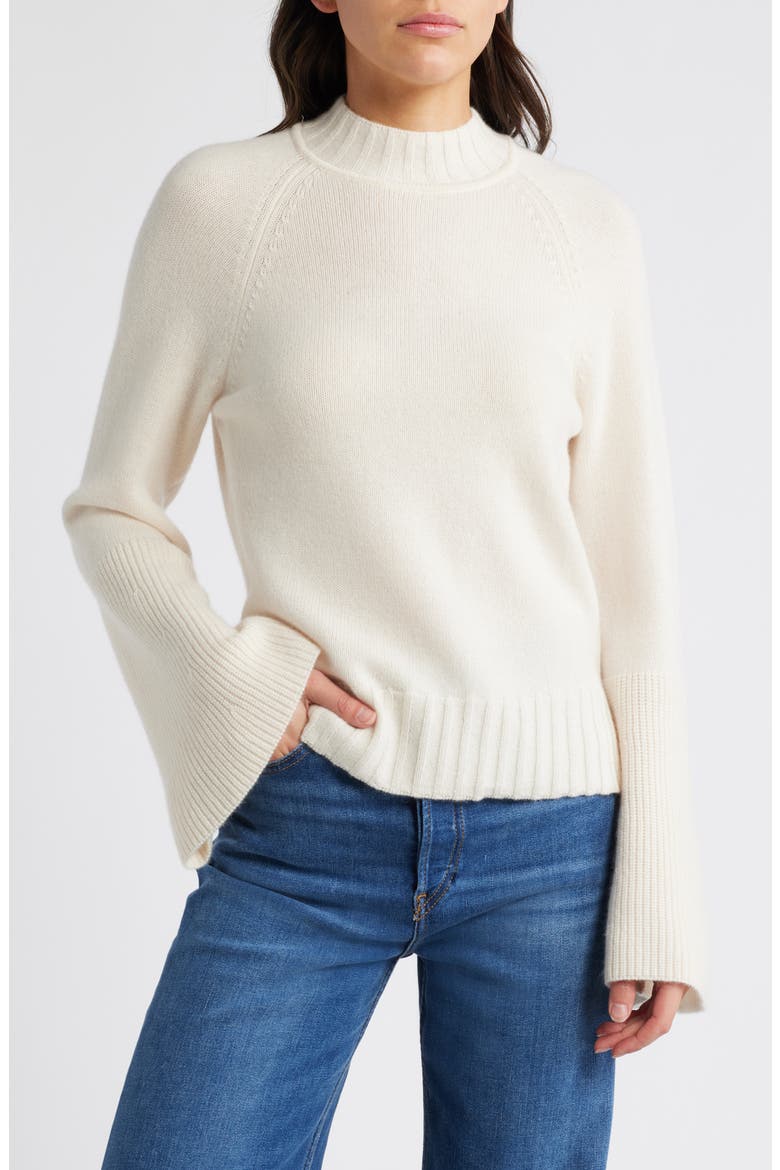 Laurel Recycled Cashmere & Cashmere Bell Sleeve Sweater, Main, color, IVORY