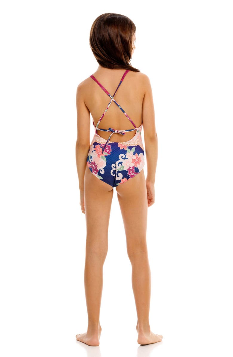 Agua Bendita Kids' Amina Thamar Reversible One-Piece Swimsuit, Alternate, color, Blue