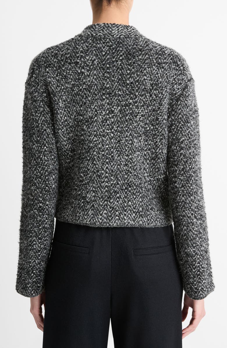 Herringbone Textured Wool Blend Crop Jacket