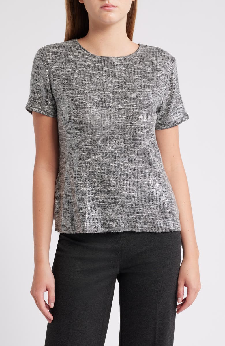 Anne Klein Sequin Marled Knit Top, Main, color, 