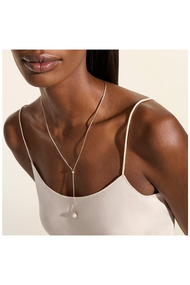 JH Essentials Pearl Lariat Necklace, 1.8mm, Alternate, color, SILVER