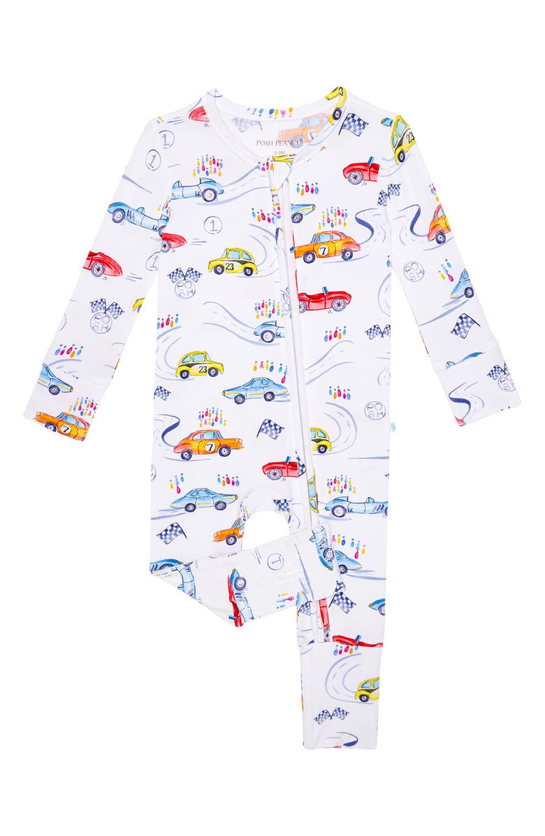 Posh Peanut Print Convertible One-Piece Footie, Main, color, White