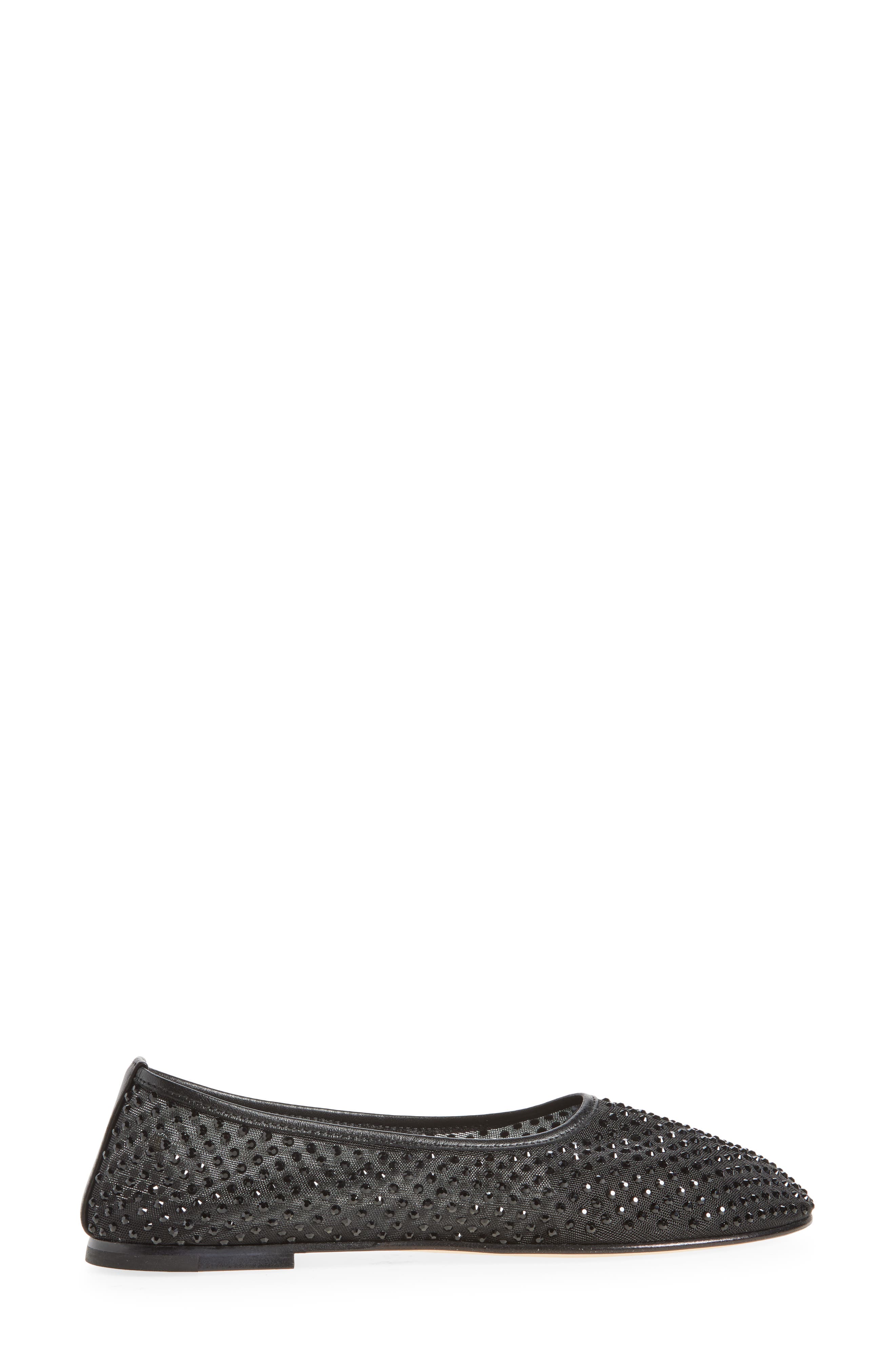 Dear Frances Ball Crystal Embellished Mesh Flat, Alternate, color, Black