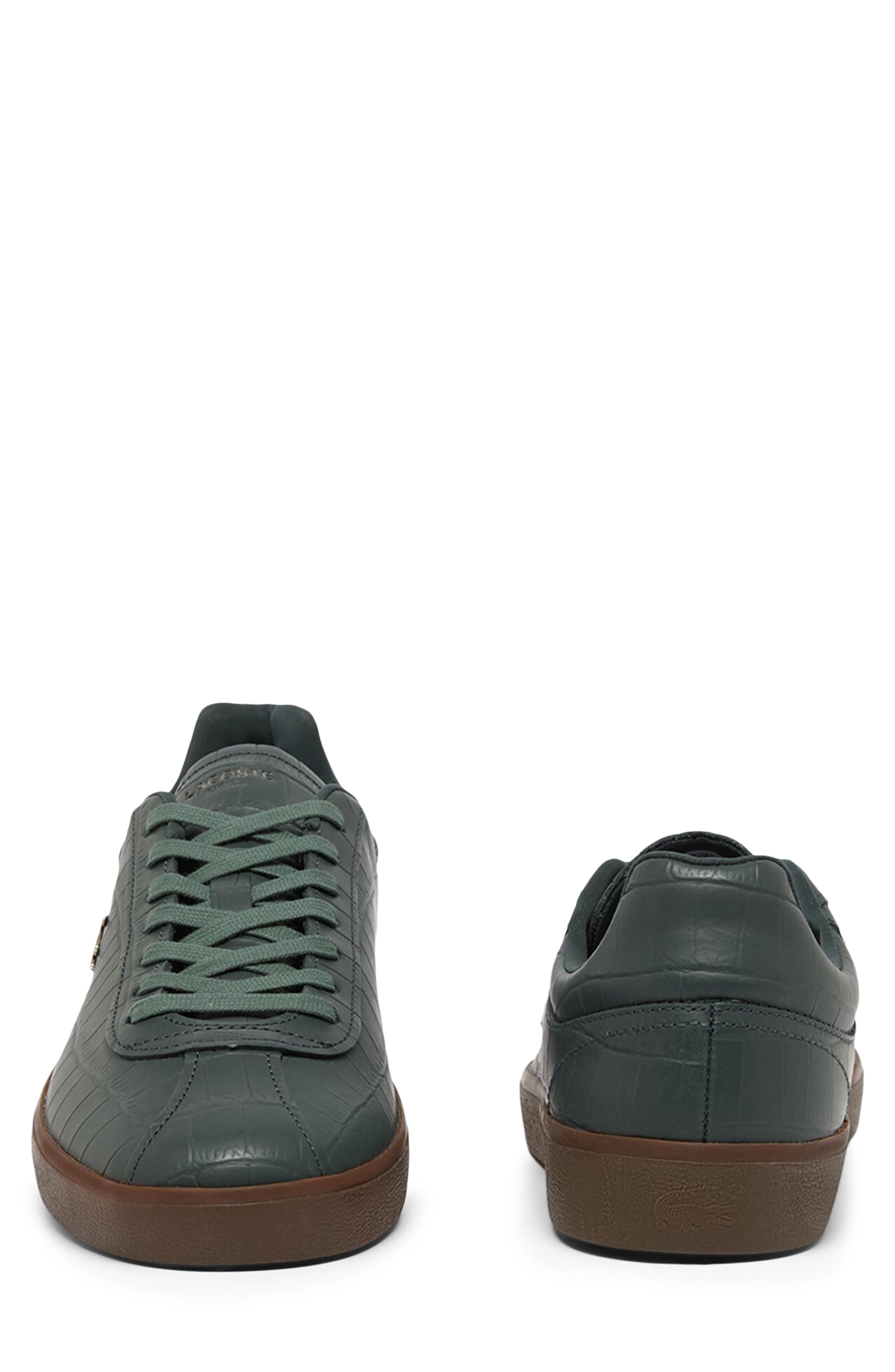 Lacoste Baseshot Croc Debossed Low Top Sneaker, Alternate, color, Green