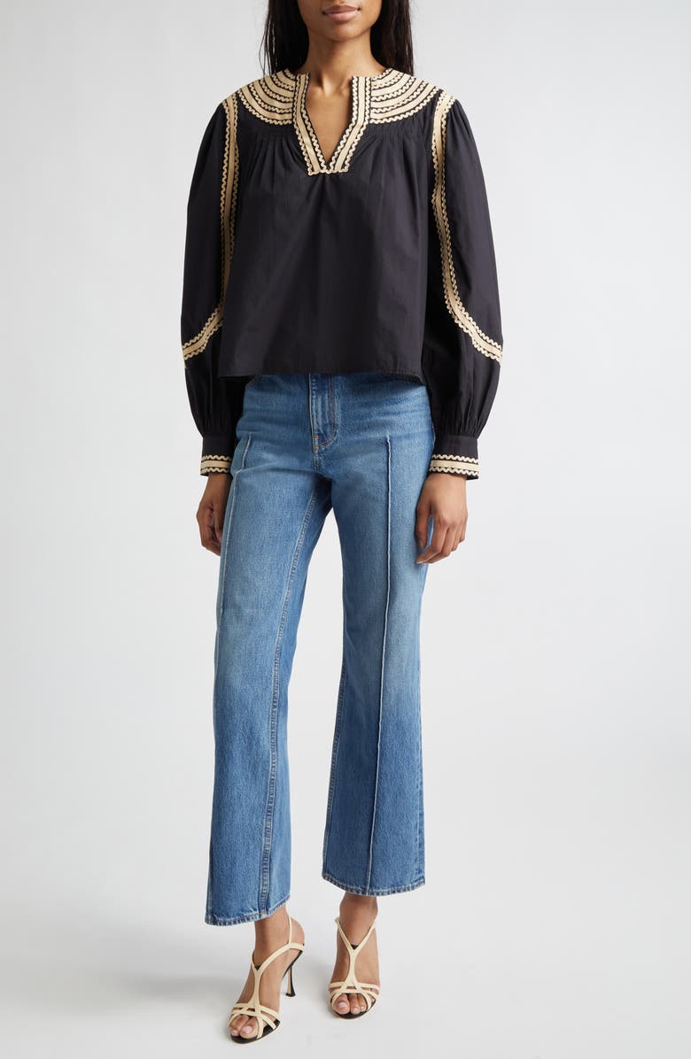 Ulla Johnson Laurenza Long Sleeve Top, Alternate, color, Noir