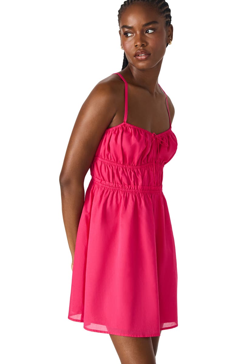 Steve Madden Heather Cotton Mini Sundress, Alternate, color, Cranberry