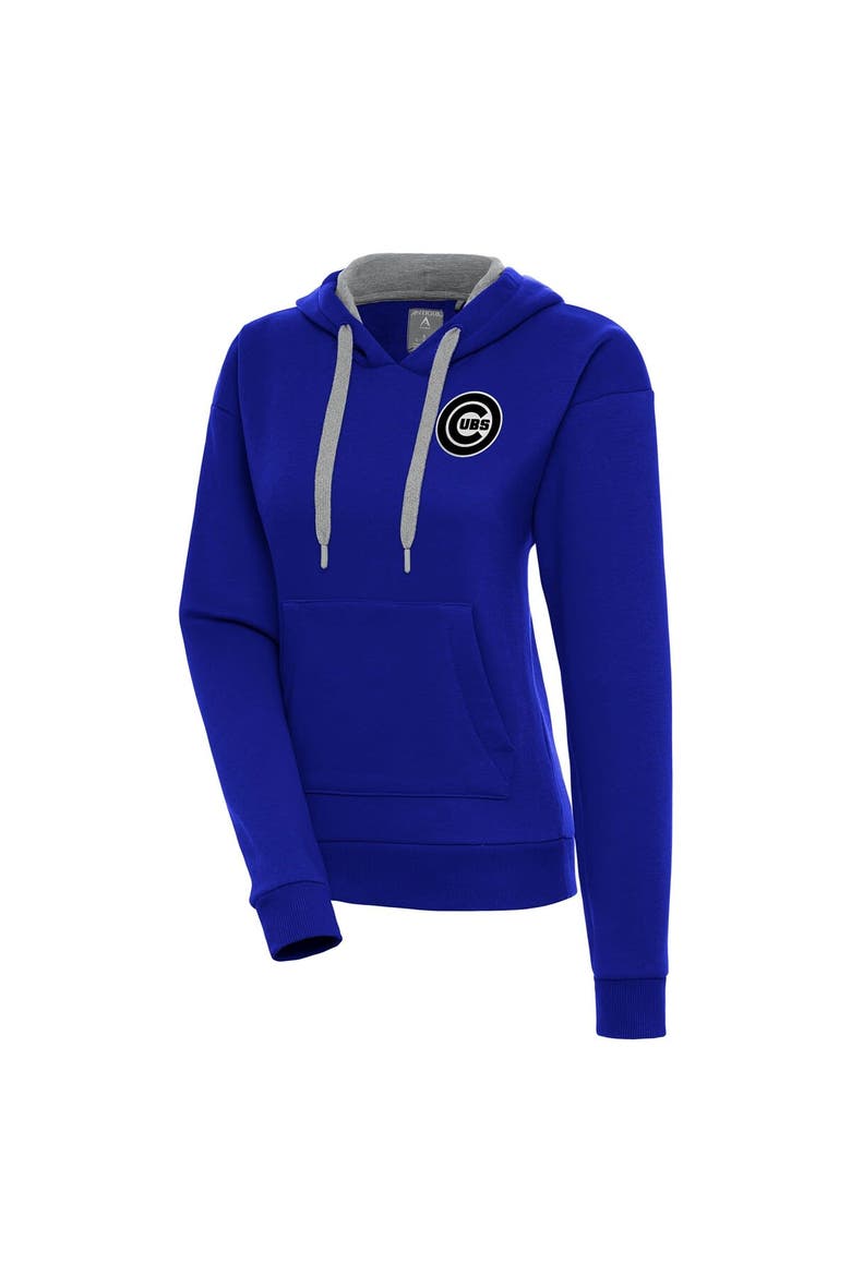 Women's Antigua  Royal Chicago Cubs Brushed Metallic Victory Pullover Hoodie, Main, color, Royal