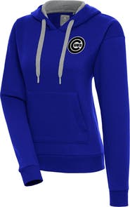 ANTIGUA Women's Antigua  Royal Chicago Cubs Brushed Metallic Victory Pullover Hoodie