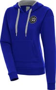ANTIGUA Women's Antigua Royal Chicago Cubs Brushed Metallic Victory Pullover Hoodie