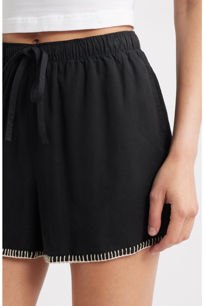 Blanket Stitch Shorts, Alternate, color, BLACK