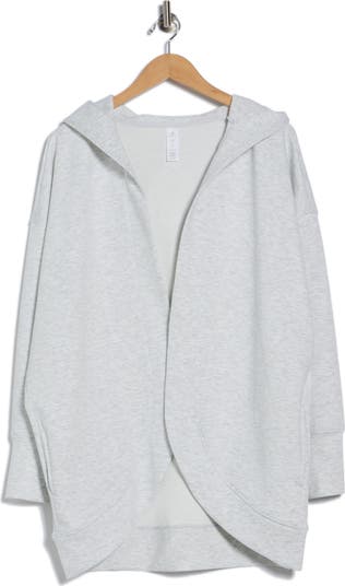 Side Pocket Open Front Fleece Hoodie