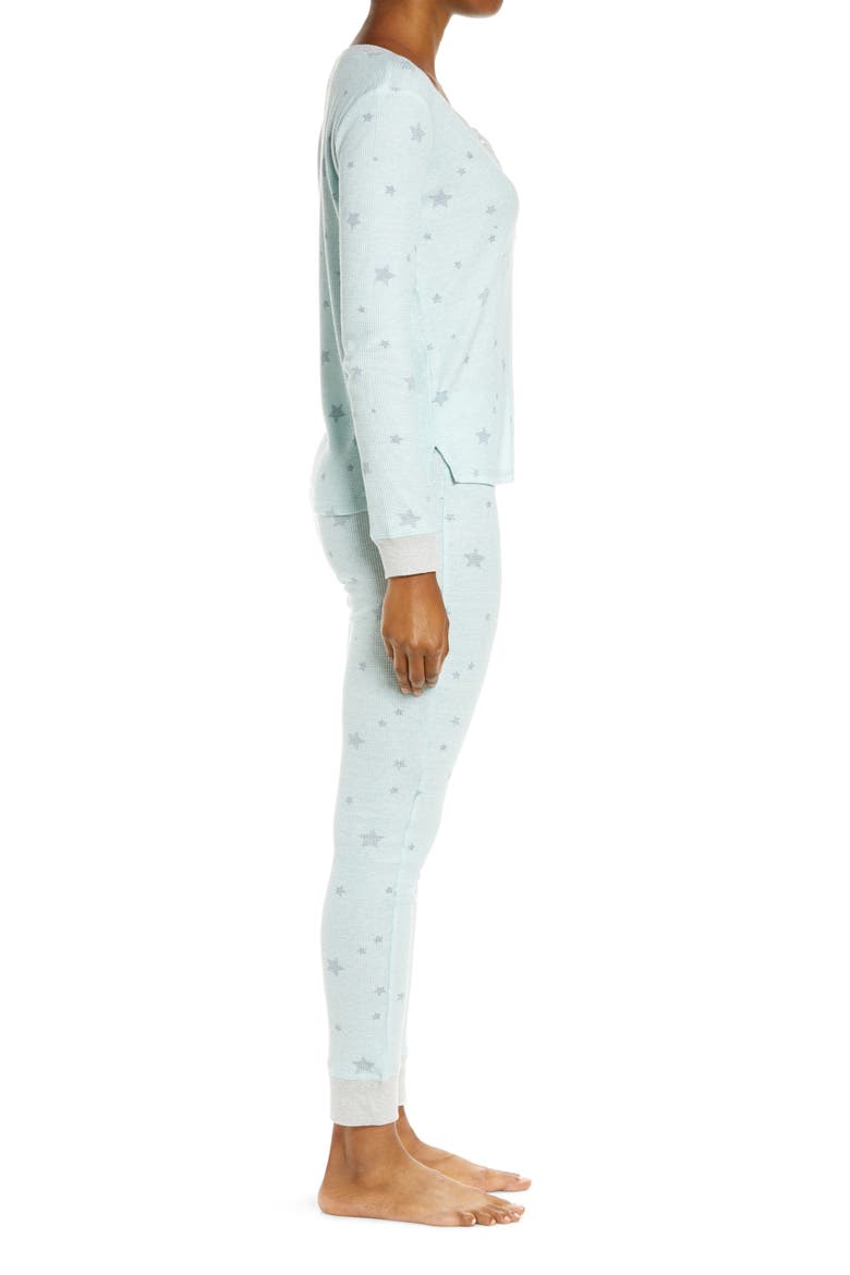 Sweet Dreams Thermal Pajamas, Alternate, color, MINT STARS