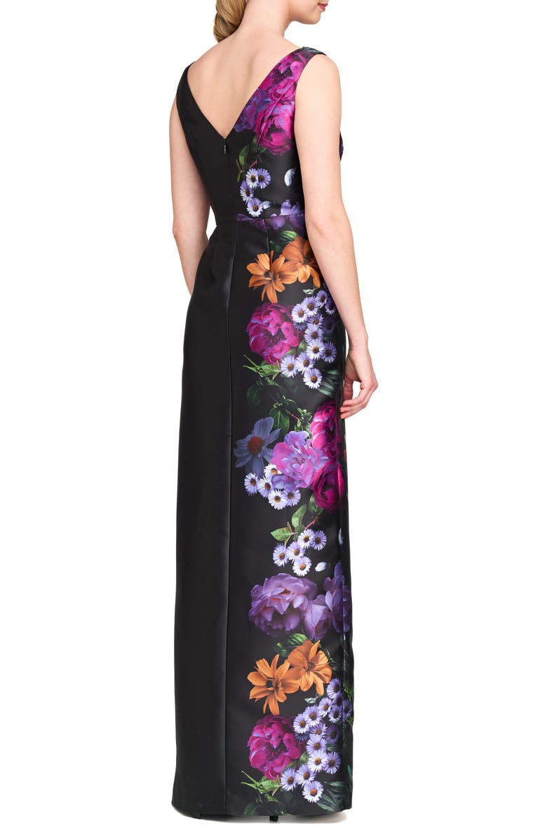 Kay Unger Helene Placed Floral Print Column Gown, Alternate, color, 