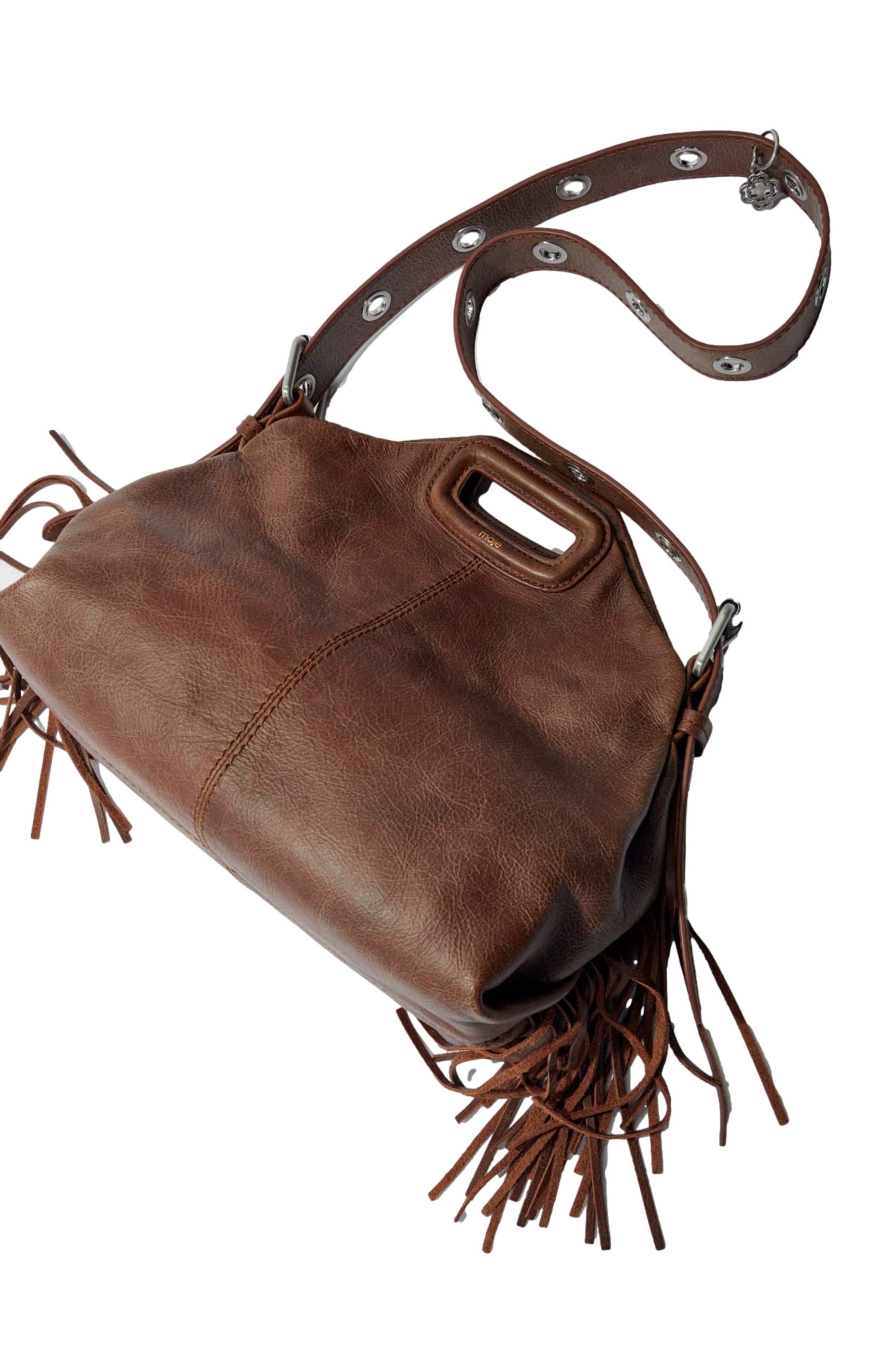 maje Miss M bag in vintage leather, Alternate, color, 