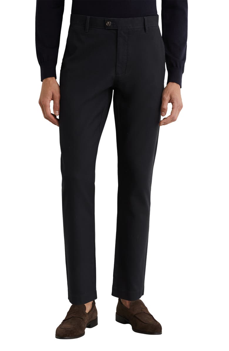 Reiss Dobby Slim Fit Cotton Piqué Chinos, Main, color, Navy
