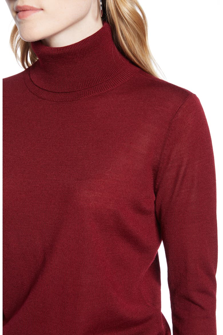 Turtleneck Merino Wool Blend Sweater, Alternate, color, RED RHUBARB