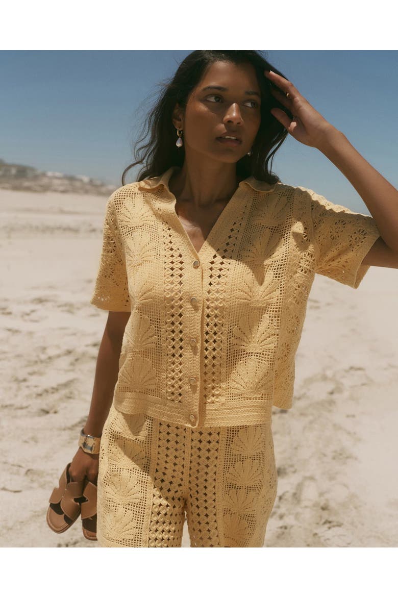 Cotton Blend Crochet Shirt, Alternate, color, Yellow