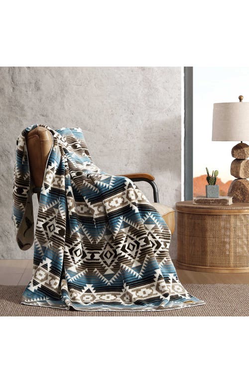 Wrangler Jericho Coco Flannel Reversible Throw Blanket In Turquoise-aqua