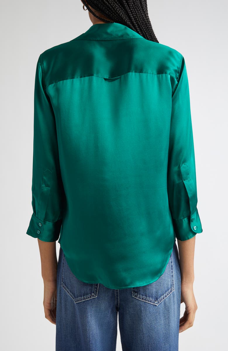 L'AGENCE Dani Silk Charmeuse Blouse, Alternate, color, Bottle Green